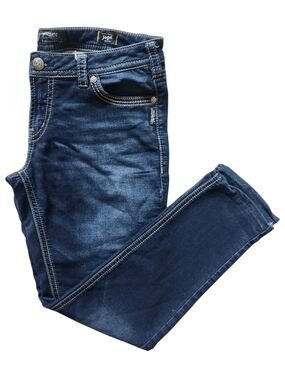 Silver Jeans Suki Mid Rise Skinny Jeans Women's Dark Wash Stretch Denim